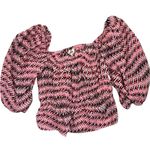 Open Edit  Blouse Size S Patterned Smocked Puff Sleeve Square Neck Boho Photo 0