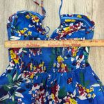 Anthropologie  Emily Halter‎ Mini Dress Blue Floral Smocked Size Small Photo 5