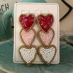 Three hearts earrings Pink Photo 1