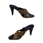 Donald Pliner Brown Leather Shoe New Criss Cross Sandal Embroidery NWT $265 Size 10 Photo 2