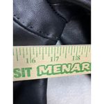 White House | Black Market WHBM Black Genuine Leather Jacket Ruffle Collar Front Seam Detail Women Medium Photo 8