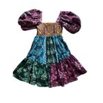 Farm Rio Sweet Mermaids Bandana Paisley Patchwork Puff Sleeve Mini Dress XS Photo 7