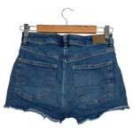 American Eagle  Shorts Womens 4 Blue Denim Mom Short High Rise Frayed Hem Stretch Photo 1