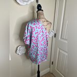 Entro NTM: One Shoulder Minty Blue with Pink Leopard Print Blouse Sz Small Photo 12