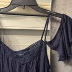 Aeropostale Crochet Cold Shoulder Navy Top | Small Photo 1