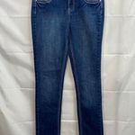 Vintage Earl Jean women's dark medium wash blue denim skinny embellished jeans Size 6 Photo 0