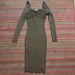 SOFIA JEANS BROWN RIBBED GLITTER LONG SLEEVE MIDI DRESS SWEATER Size XS Photo 3