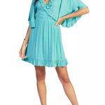 Roxy  V-Neck Ruffle Trim Mini Dress Size X-Small Wide Sleeve Beach Boho Colorful Photo 2