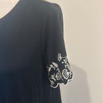 Loft NWT Petite Black Knit Embroidered Dress Sz MP Photo 1