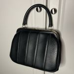 American Vintage Vintage 1950s Black Leather Kisslock Top Handle Handbag Photo 2