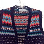 Vintage Multicolor Knit Sweater Vest Blue Size L Photo 2