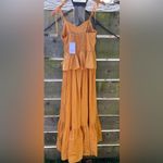 MISA Los Angeles  Rosie Bustier Peplum Maxi Dress Yellow Gold Bohemian Resortwear Photo 5