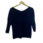 J. McLaughlin  Navy Blue Cashmere Blend 3/4 Sleeve Sweater Sz S Photo 3