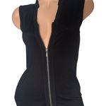 Design History  Womens size small zip-front vest top black sleeveless front zip Photo 0