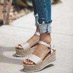 AMS Nude/Natural scalloped Espadrille Wedge Photo 0