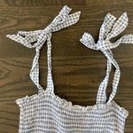 Bebop Blue and White Gingham Maxi Dress Tiered Smocked Bust Shoulder Tie Strap Photo 2