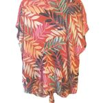 Studio JPR Woman Lightweight Gauzy Tie Front Top Blouse Tropical 2X Plus Size Orange Photo 2