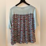 Loft short sleeve mixed media sweater/blouse, blue/green, size medium Photo 4