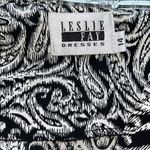 Vintage belted shirt dress paisley print Leslie Fay Monochrome Abstract Dress Black Size XL Photo 4