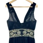 NWT Mandalay Black Silk Silver Beaded Short Midi Evening Gown Dress Women Size 6 Photo 6