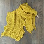 Eileen Fisher Gauze Stretch Wool Blend Ruffle Oblong Scarf Mustard Yellow 68"l Photo 5