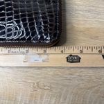 Cole Haan Wallet Black Brown Croc Embossed Patent Leather Zip Around Vintage Photo 6