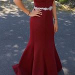 Jovani Burgundy Mermaid Prom Dress Photo 0
