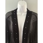 Ulla Popken Kimono Duster Womens 20/22 Black Lace Beaded Sheer Whimsigoth Size undefined Photo 1