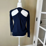 Juicy Couture Vintage  Navy Knit Size Small Open Back Cardigan Sweater Photo 5
