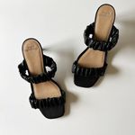 Abercrombie & Fitch Scrunchie Heel Sandals Black Soft Vegan Leather Women's 9 Photo 0