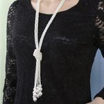 Creative Korean Style Faux Pearl Multilayer Knot‎ Sweater Chain Long Necklace Photo 1