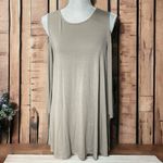 cupio Tunic Cold Shoulder Jersey Knit Tan Sweatshirt Slouchy Swing M Photo 1