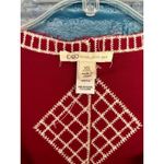 Cato  Womens XS Sleeveless Vest Burgundy Red Fringe Embroidered Boho‎ Festival Photo 7