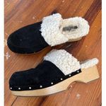 Kensie Joselynn Faux Shearling Suede Mules Clogs Slip On 8 Black Leather Photo 0