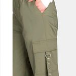 No Boundaries  Women's Parachute Pants Size S 4-6 Khaki Green Crinkled Cotton New Photo 2