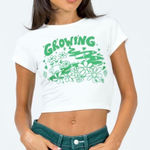 Princess Polly Size 8 Baby Tee Shirt Growing Plants Graphic Kelly Green Herb Photo 0