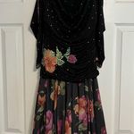 Vintage Fancy Fashions Inc Floral Sequin Dress Black Size M Photo 2