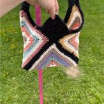 Multicolor Crochet Shoulder Bag Black Photo 3