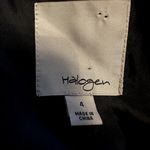 Halogen Blazer Micro Plaid Leather Trim Lined Long Sleeve Collared Gray Black 4 Photo 1