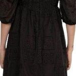 Johnny Was  ELLA SILK COTTON MINI DRESS BLACK EMBROIDERED PUFF SLEEVES Sz XL Photo 1