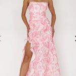 Selfie Leslie Serif Ruffle Trim Split Maxi Dress Pink Photo 4