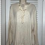 CHAPS 100% cotton beige ruffle trim t shirt 2X Excellent Nice banded cuffs Photo 0