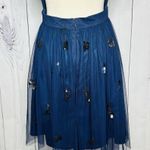 Gianni Bini  A-Line Flare Dress Navy Sequin Mesh Tulle Open Back Sz 6 Photo 13