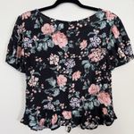 American Eagle Outfitters Blouse Women Small Cottagecore Floral Ruffle Hem Retro Photo 3
