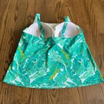 Lands' End Womens Green Palm Frond Underwire Tankini Swim Suit Top Plus Size 16W Photo 1