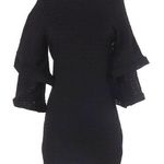 INA Women's Black Stretch Lace Fitted Sheath Dress w/Double Bell Sleeves-Size S Photo 0