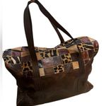 Vintage Leather Patchwork Duffel Bag – Extra Large Weekender Travel Tote Brown Photo 5
