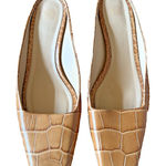 Toteme Croc Embossed Leather Square Toe Mules Kitten Pumps Womens Italy 39 US 9 Brown Photo 0