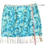 Lilly Pulitzer Womens Size 10 Pleated Bow Cotton Skirt Tropical Blue White Photo 2