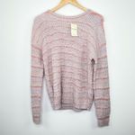 Lucky Brand  Sweater Pink Striped Marled Crewneck Knit Chunky Women Medium NWT Photo 1